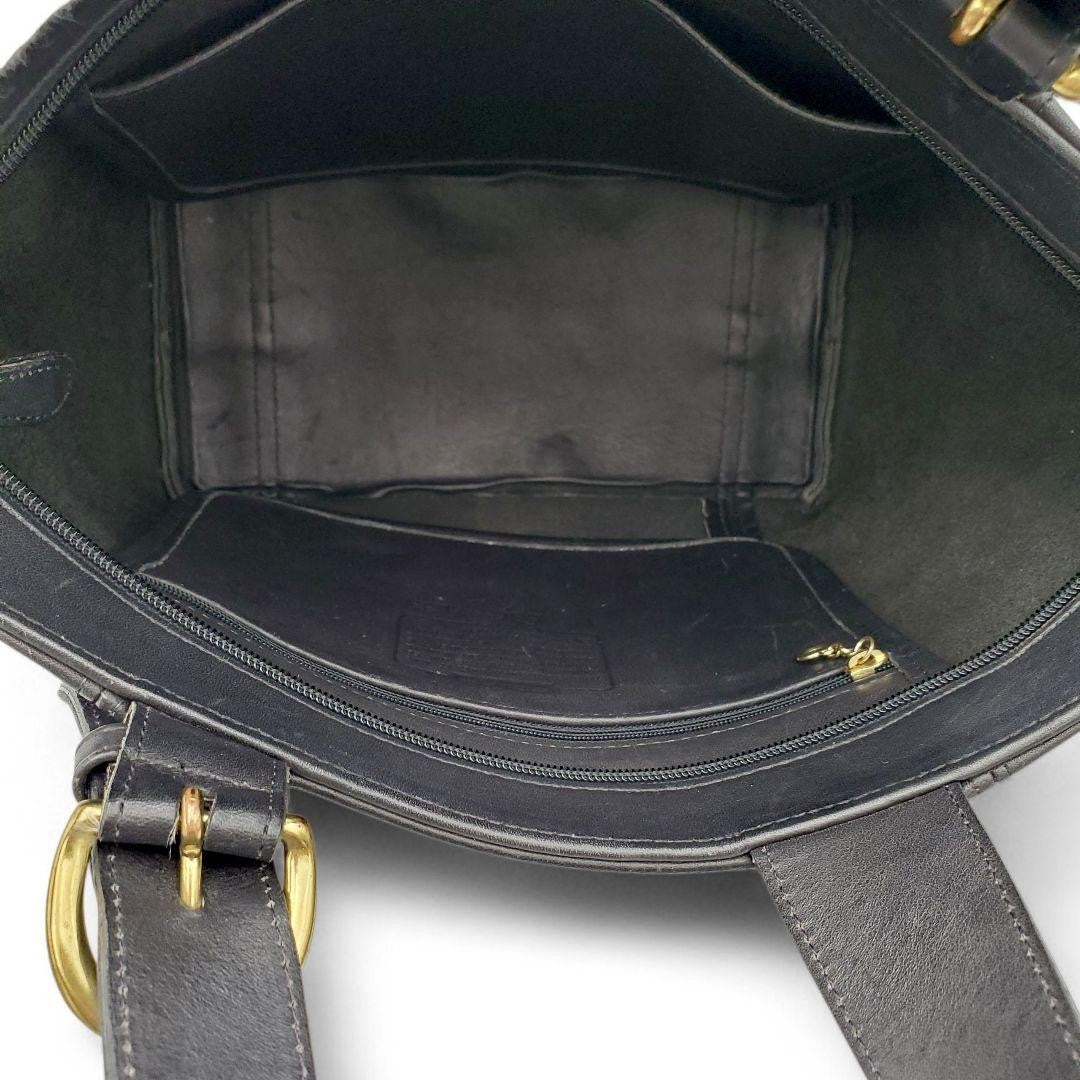 COACH Hand Bag Tote Purse Old 4133 Leather Black Authentic