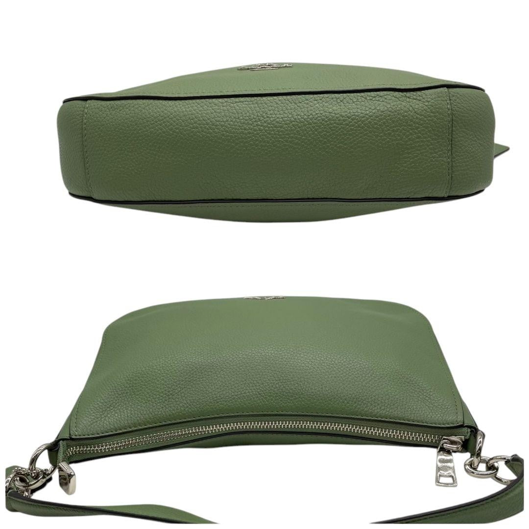 COACH Hand Shoulder Bag Tote Purse 2way Leather Khaki Lime Green Authentic