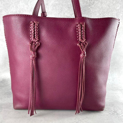 TOD'S Hand Bag Tote Purse Leather Bordeaux Authentic
