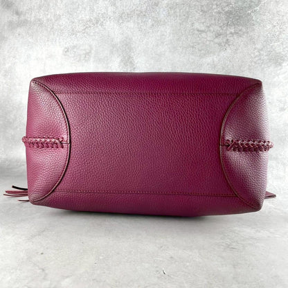 TOD'S Hand Bag Tote Purse Leather Bordeaux Authentic