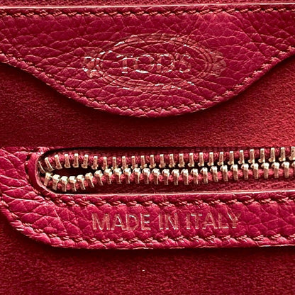 TOD'S Hand Bag Tote Purse Leather Bordeaux Authentic