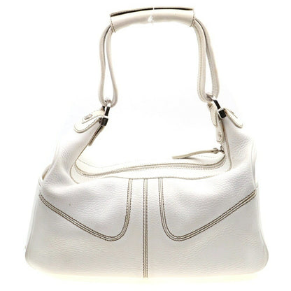 TOD'S Hand Shoulder Bag Tote Purse Leather White Authentic