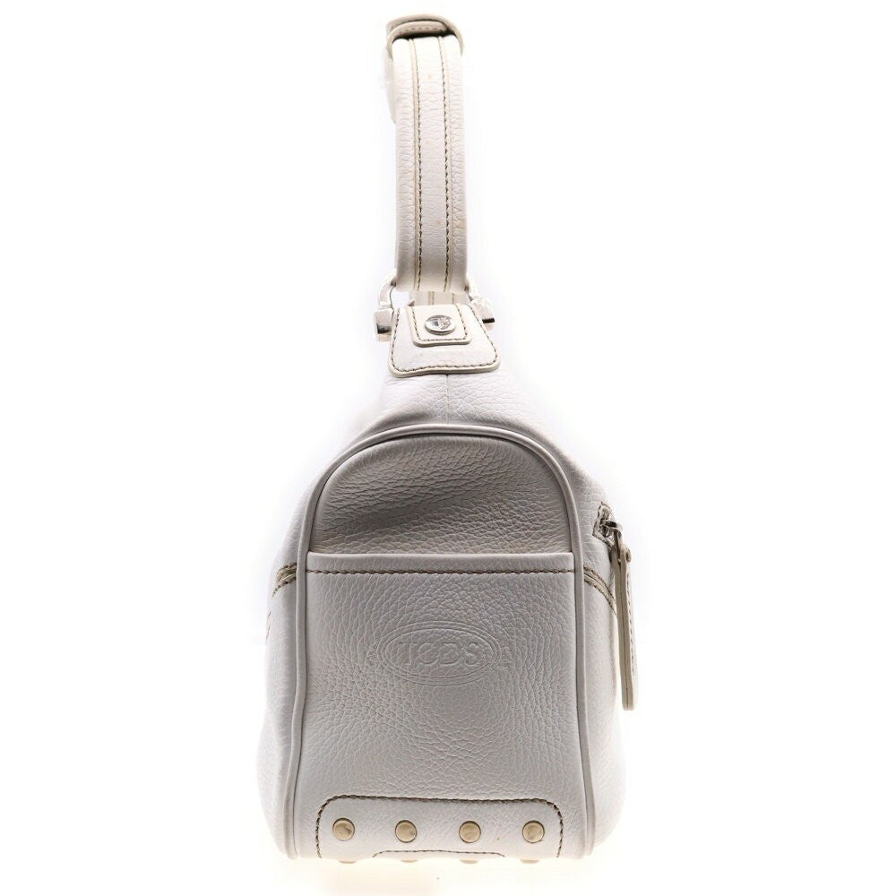 TOD'S Hand Shoulder Bag Tote Purse Leather White Authentic