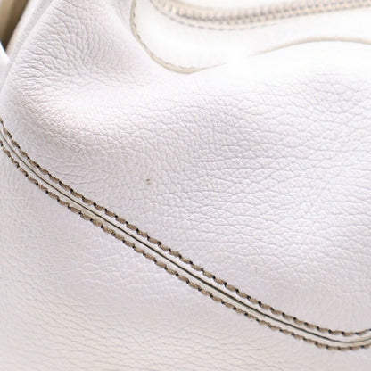 TOD'S Hand Shoulder Bag Tote Purse Leather White Authentic