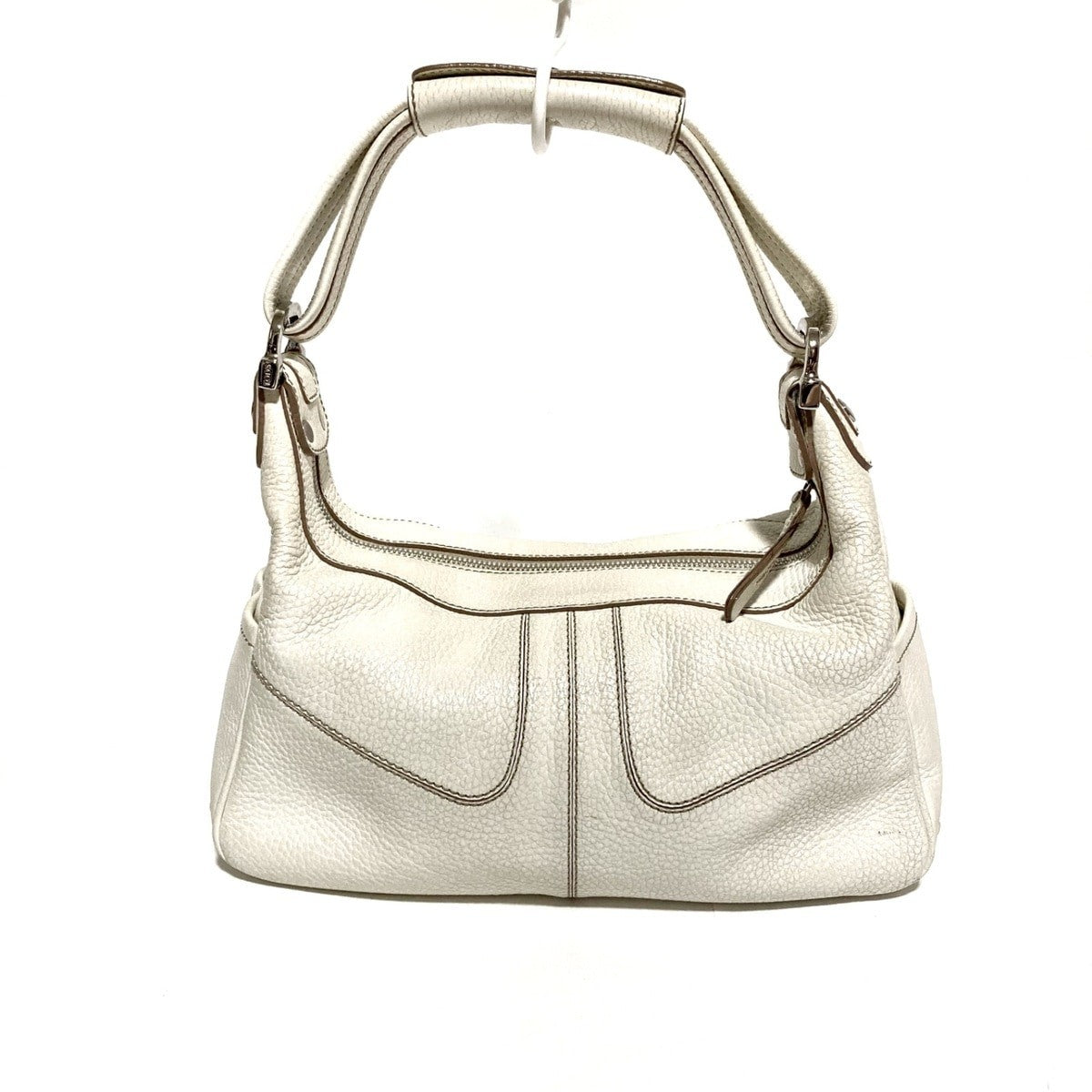 TOD'S Hand Bag Tote Purse LeatherWhite Authentic