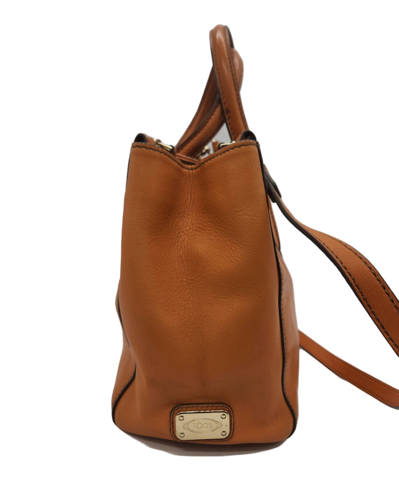 TOD'S Hand Shoulder Bag Tote Purse 2way Brown Authentic
