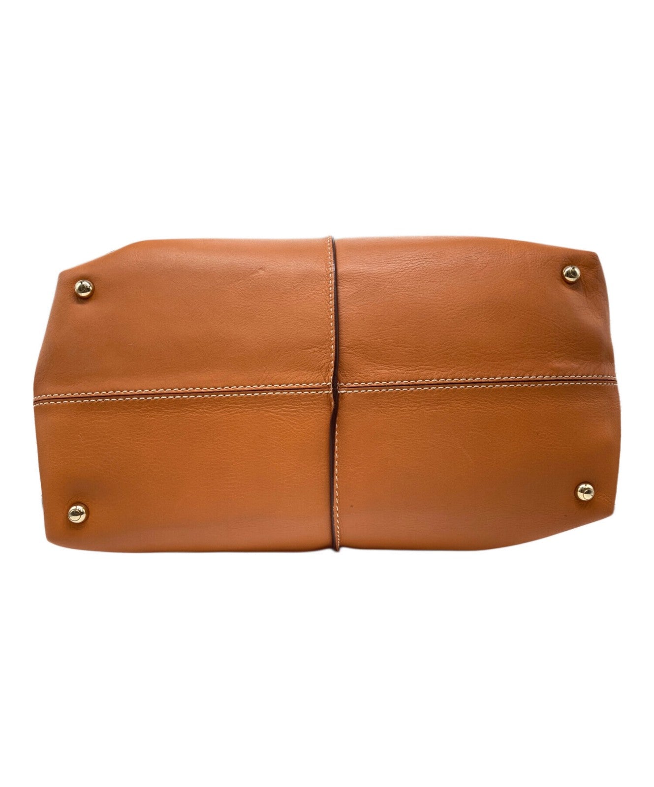 TOD'S Hand Shoulder Bag Tote Purse 2way Leather Orange Authentic