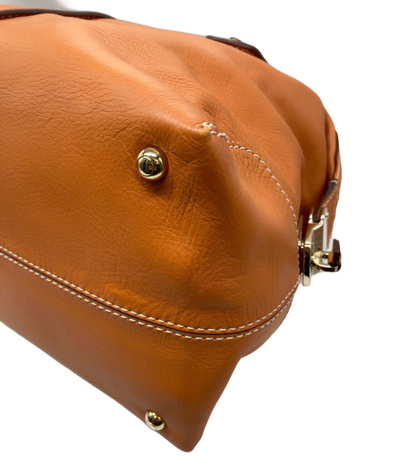 TOD'S Hand Shoulder Bag Tote Purse 2way Leather Orange Authentic