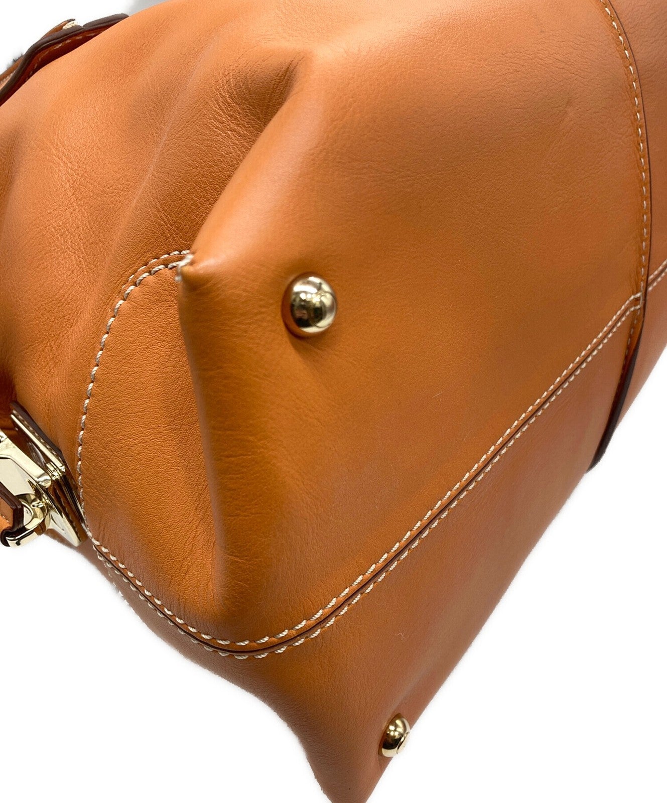TOD'S Hand Shoulder Bag Tote Purse 2way Leather Orange Authentic