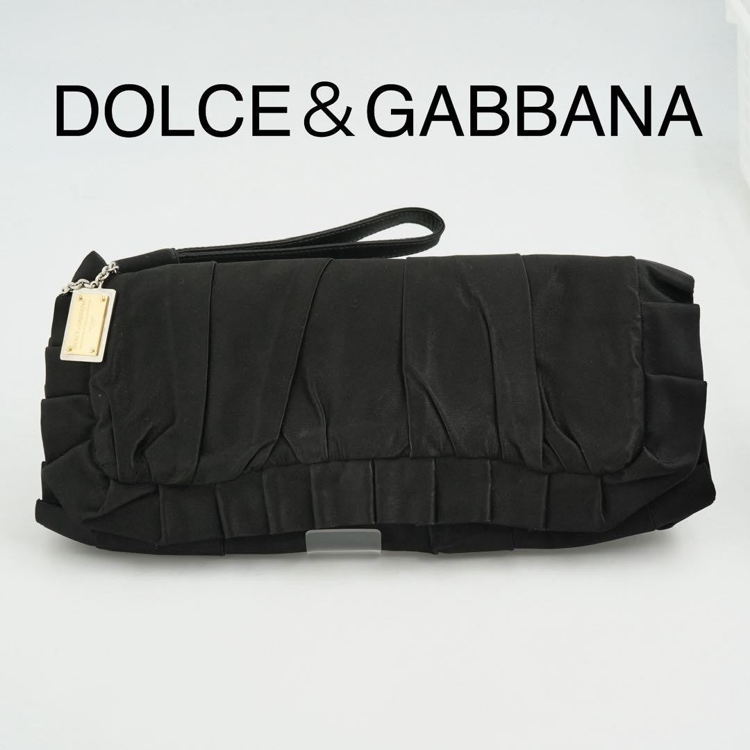 Dolce & Gabbana Clutch Bag Second Bag Leather Nylon Black Authentic