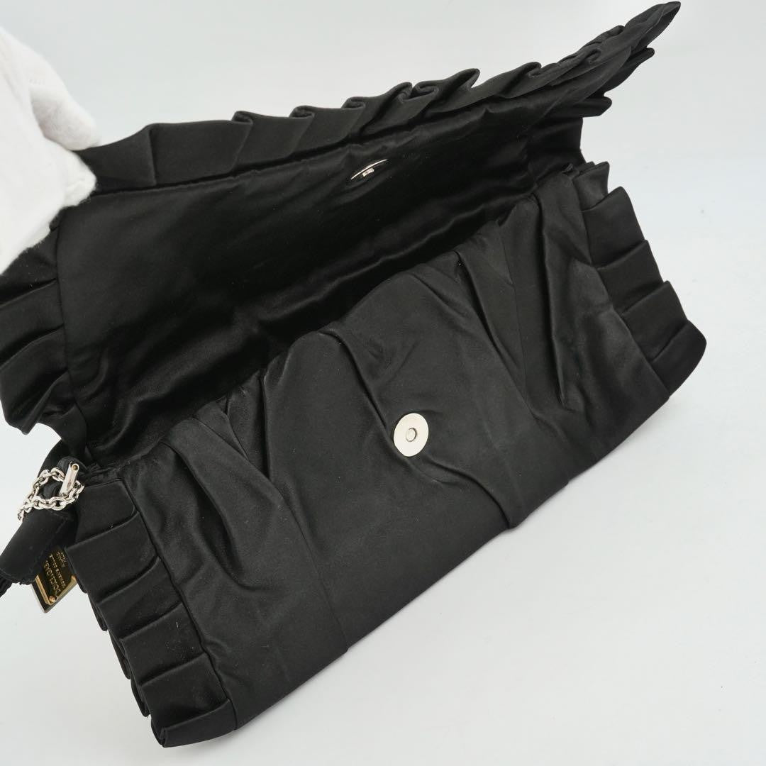 Dolce & Gabbana Clutch Bag Second Bag Leather Nylon Black Authentic