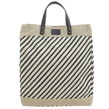 Dolce & Gabbana Hand Bag Tote Purse Linen Canvas Leather White Black Authentic