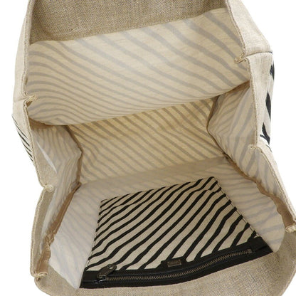 Dolce & Gabbana Hand Bag Tote Purse Linen Canvas Leather White Black Authentic