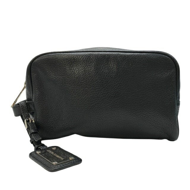 Dolce & Gabbana Clutch Bag Second Bag Leather Black Authentic