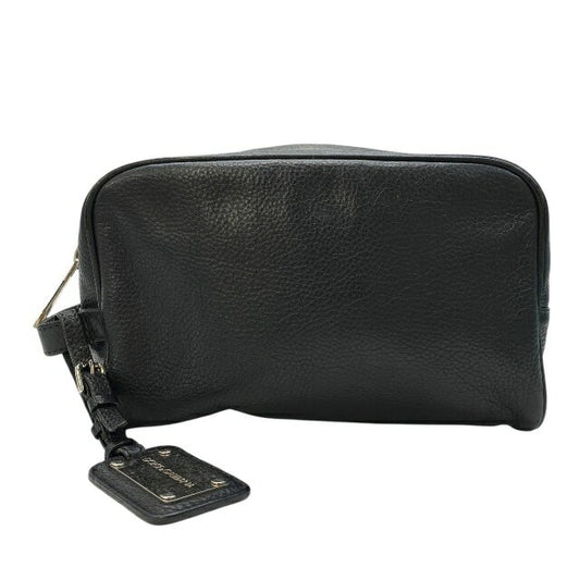 Dolce & Gabbana Clutch Bag Second Bag Leather Black Authentic