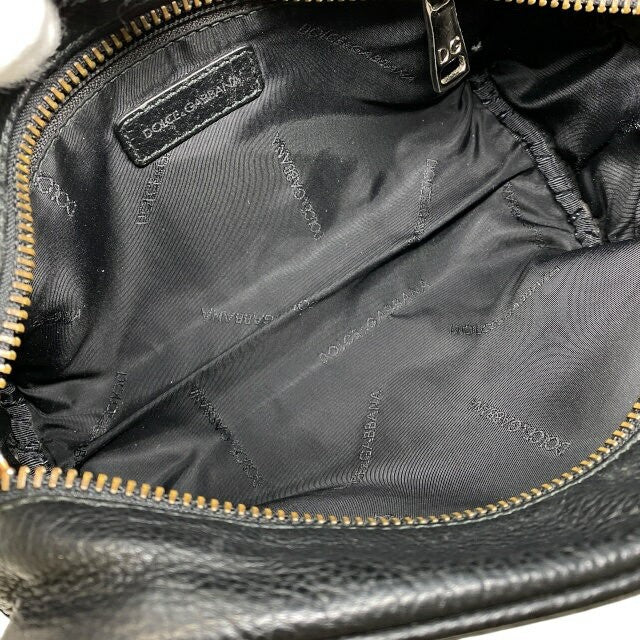 Dolce & Gabbana Clutch Bag Second Bag Leather Black Authentic