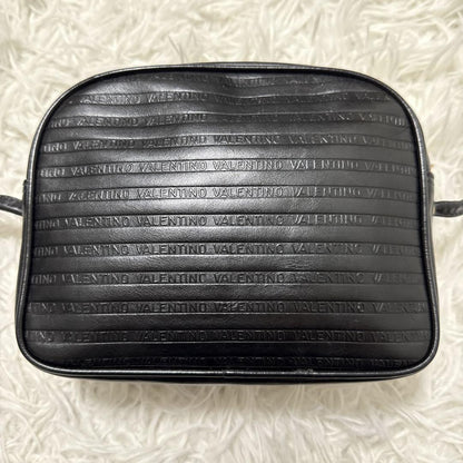 Valentino Mini Shoulder Bag Purse V Logo Leather Black Authentic