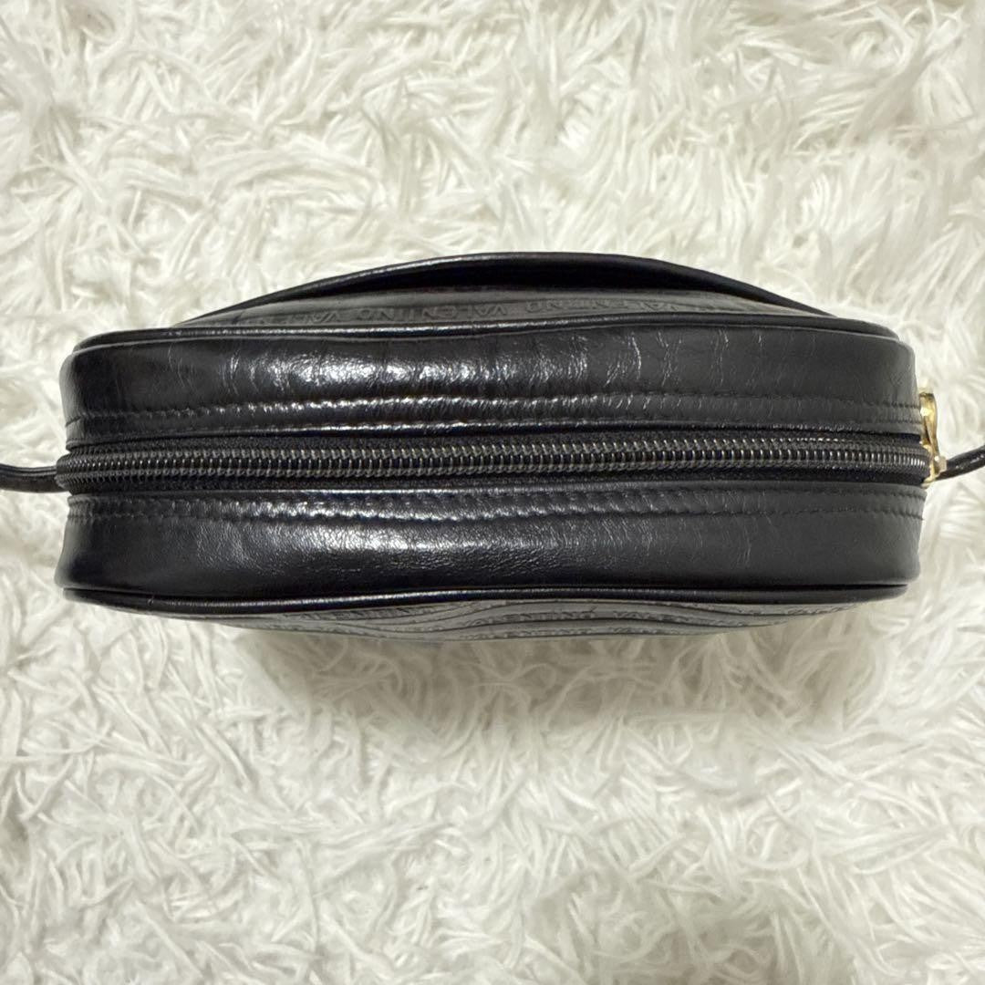 Valentino Mini Shoulder Bag Purse V Logo Leather Black Authentic