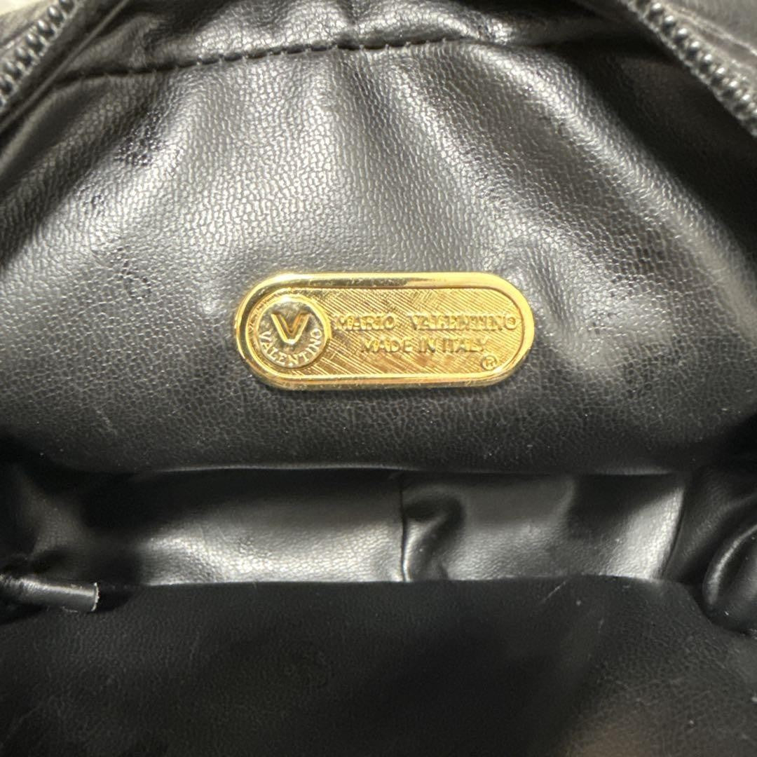 Valentino Mini Shoulder Bag Purse V Logo Leather Black Authentic