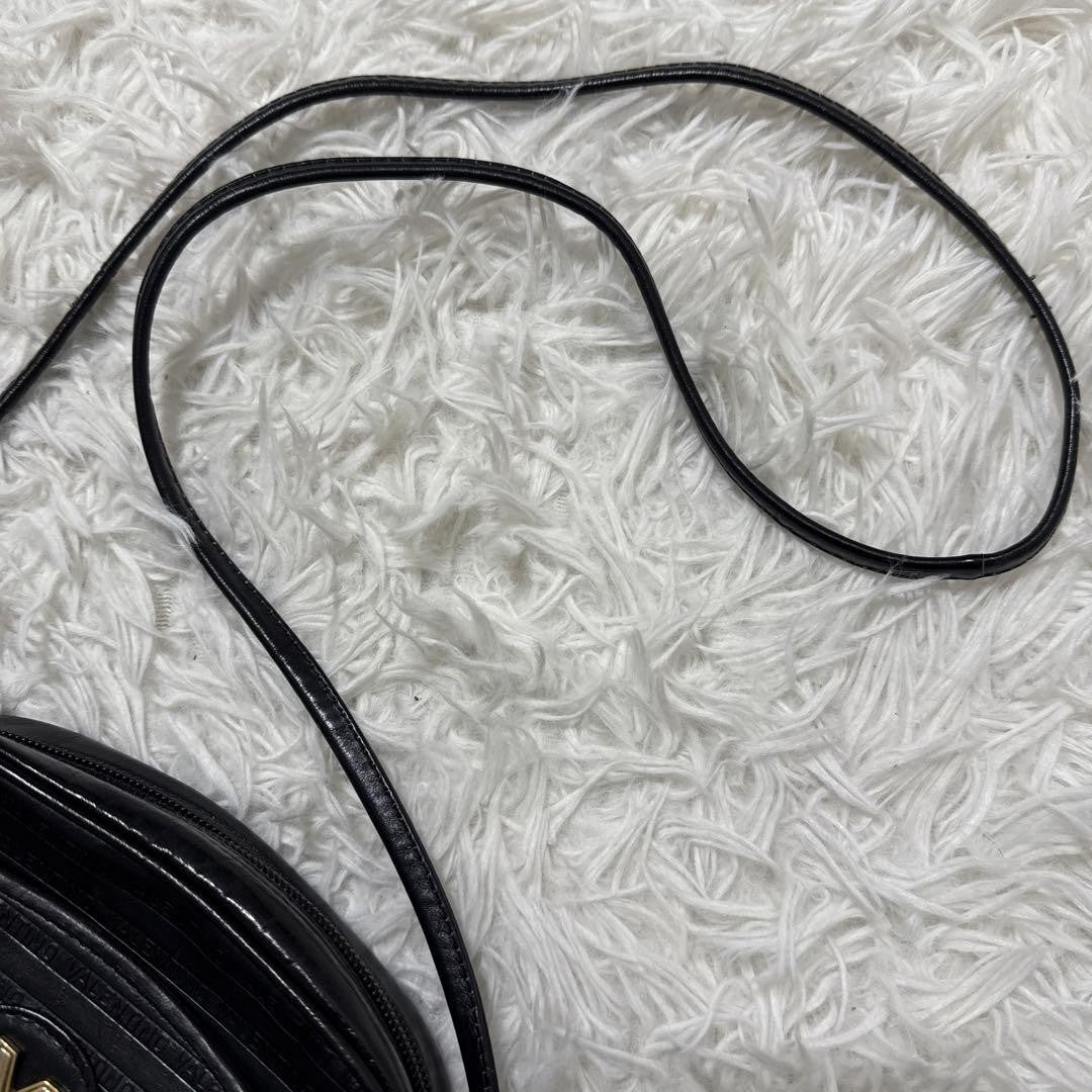 Valentino Mini Shoulder Bag Purse V Logo Leather Black Authentic