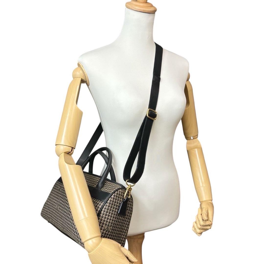 Valentino Garavani Shoulder Bag Mini Boston Canvas Leather Beige Brown Black