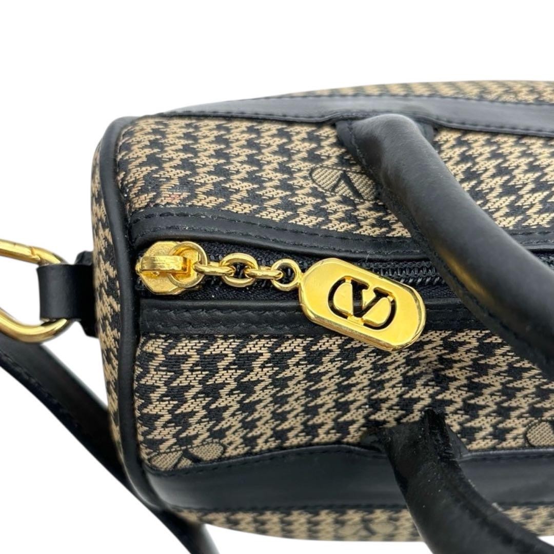 Valentino Garavani Shoulder Bag Mini Boston Canvas Leather Beige Brown Black