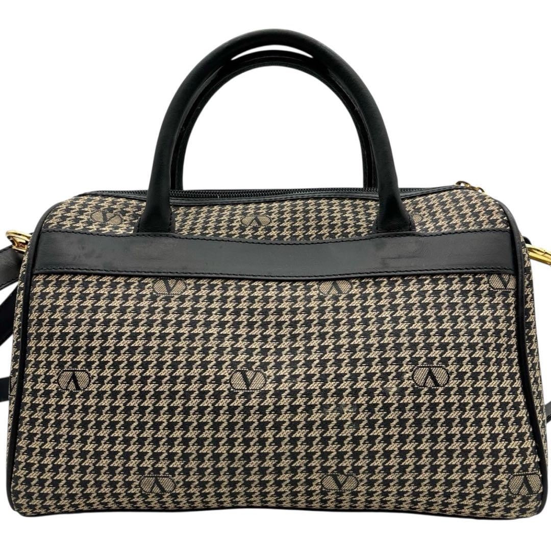 Valentino Garavani Shoulder Bag Mini Boston Canvas Leather Beige Brown Black