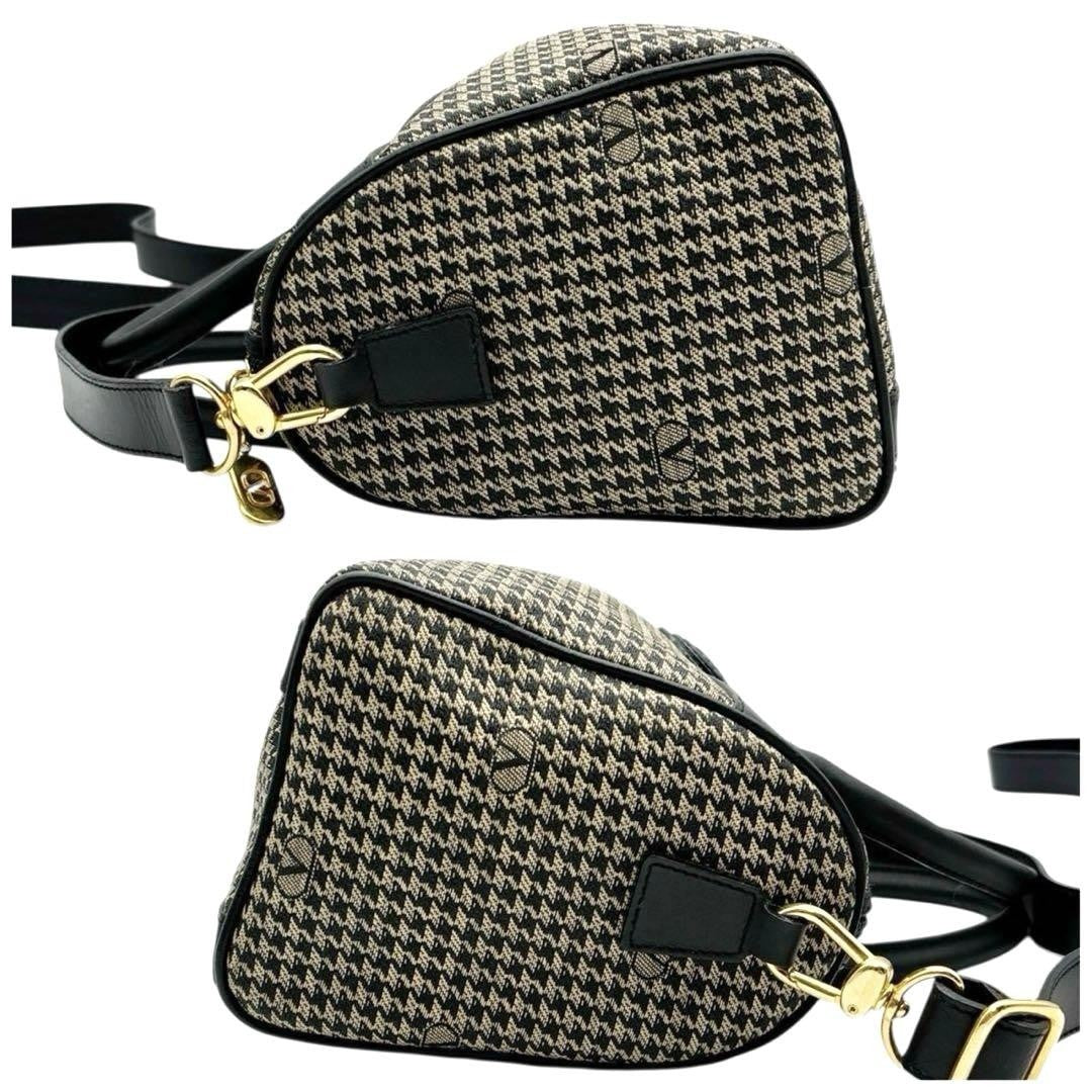 Valentino Garavani Shoulder Bag Mini Boston Canvas Leather Beige Brown Black