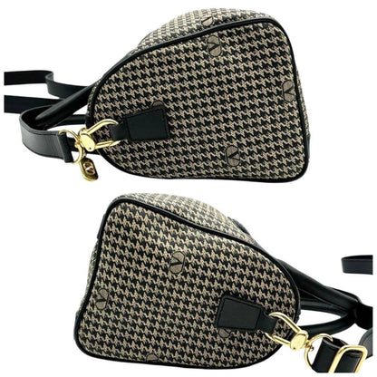 Valentino Garavani Shoulder Bag Mini Boston Canvas Leather Beige Brown Black