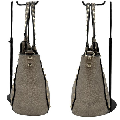 Valentino Garavani Shoulder Bag Purse 2way Rockstuds Leather Champagne Gold