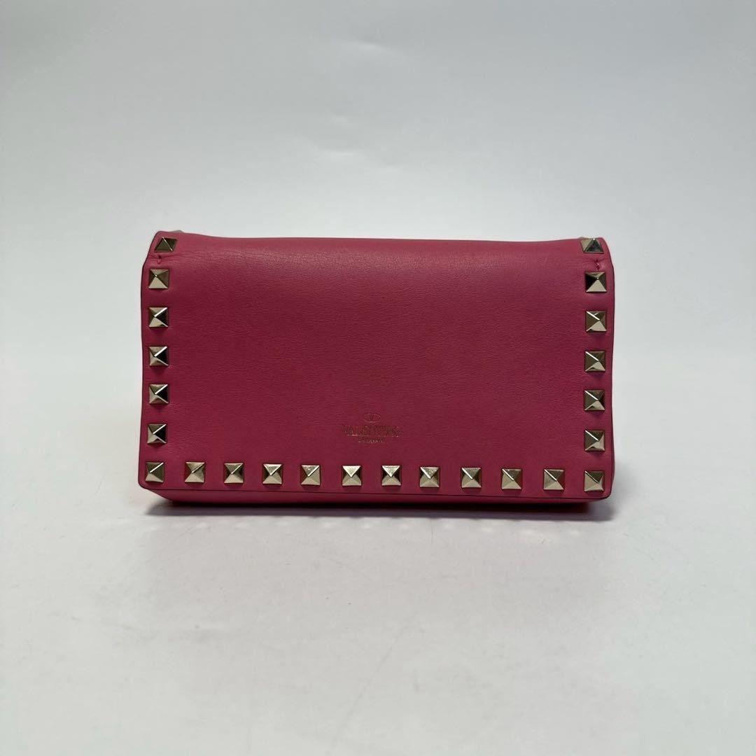 Valentino Garavani Shoulder Bag Purse Rockstuds Leather Pink Authentic