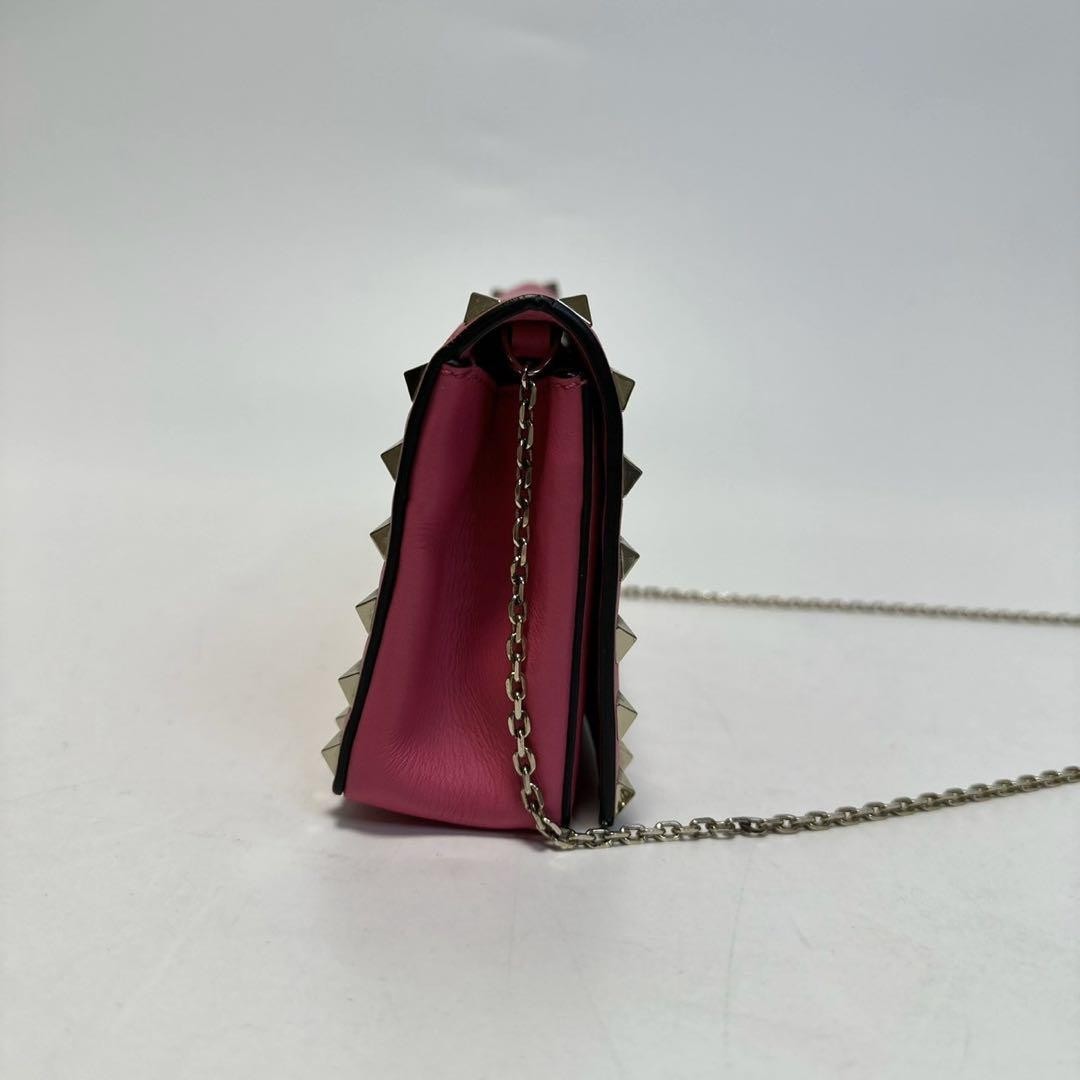 Valentino Garavani Shoulder Bag Purse Rockstuds Leather Pink Authentic