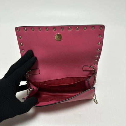 Valentino Garavani Shoulder Bag Purse Rockstuds Leather Pink Authentic