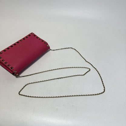 Valentino Garavani Shoulder Bag Purse Rockstuds Leather Pink Authentic