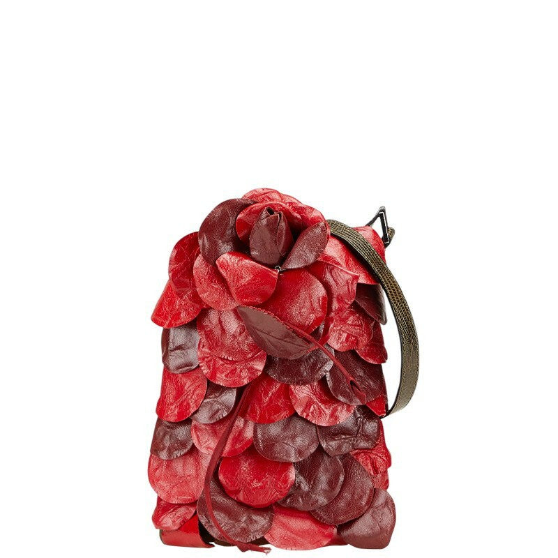 Valentino Mini Shoulder Bag Purse Flower Leather Red Authentic