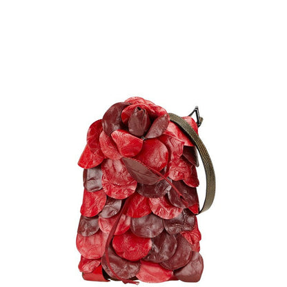 Valentino Mini Shoulder Bag Purse Flower Leather Red Authentic