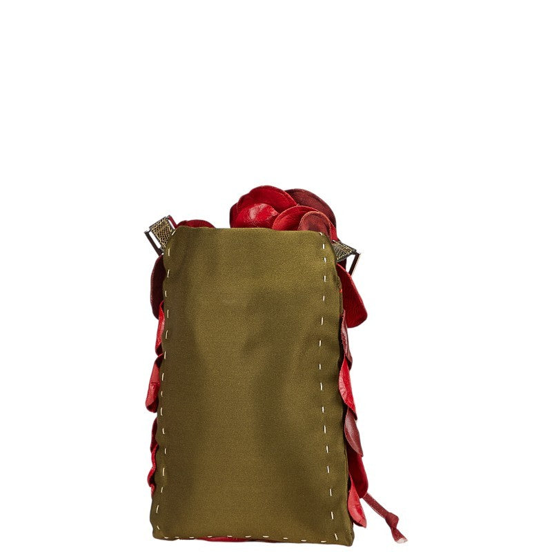 Valentino Mini Shoulder Bag Purse Flower Leather Red Authentic