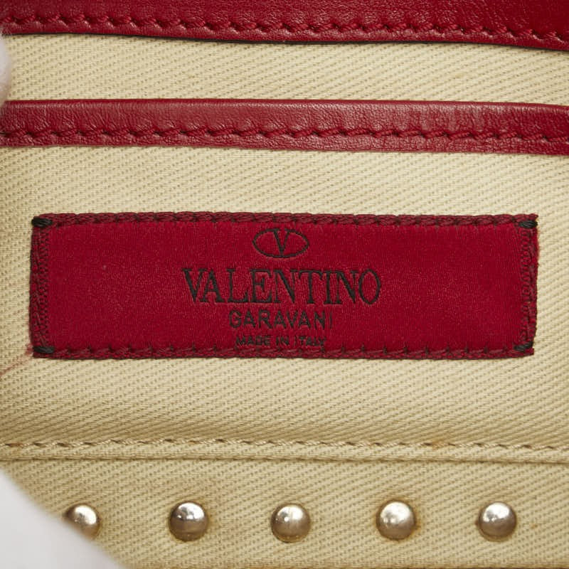 Valentino Clutch Bag Second Bag Rockstuds Leather Red Authentic