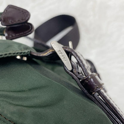 PRADA Backpack Logo Nylon Green Khaki Authentic