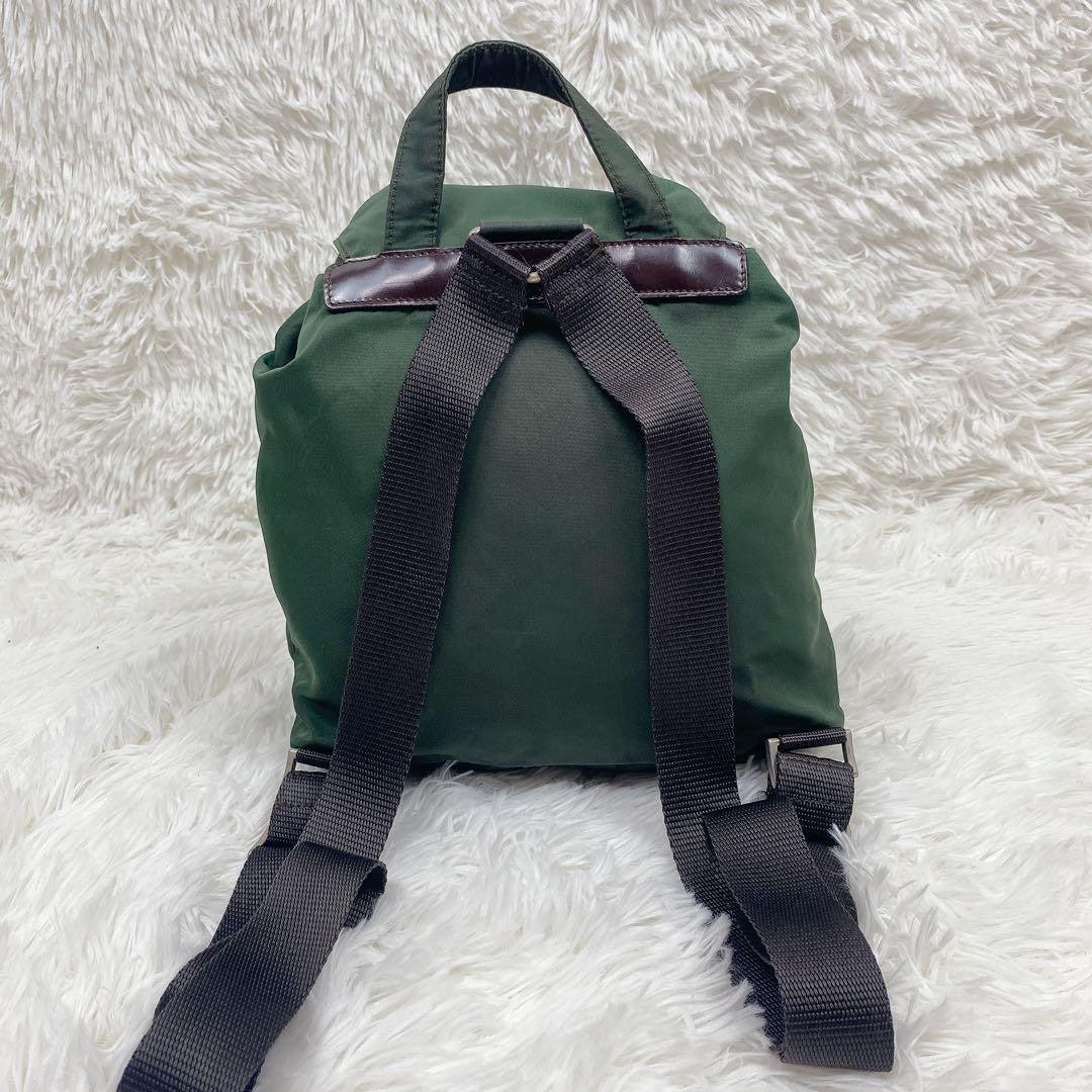 PRADA Backpack Logo Nylon Green Khaki Authentic