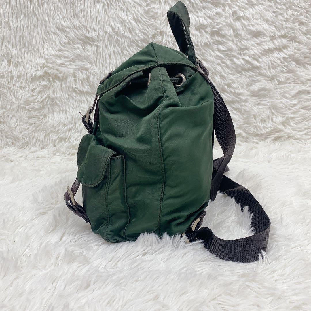 PRADA Backpack Logo Nylon Green Khaki Authentic