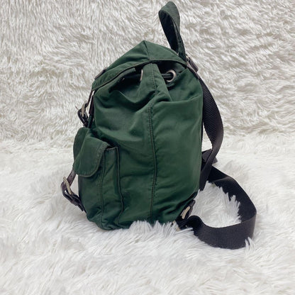 PRADA Backpack Logo Nylon Green Khaki Authentic
