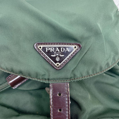 PRADA Backpack Logo Nylon Green Khaki Authentic