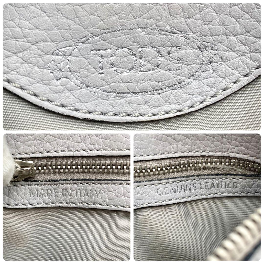 TOD'S Hand Shoulder Bag Tote Purse 2way JOY Mini Leather Light Gray Authentic