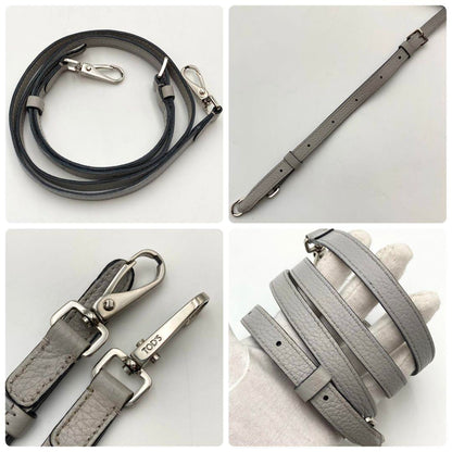 TOD'S Hand Shoulder Bag Tote Purse 2way JOY Mini Leather Light Gray Authentic