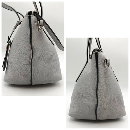 TOD'S Hand Shoulder Bag Tote Purse 2way JOY Mini Leather Light Gray Authentic
