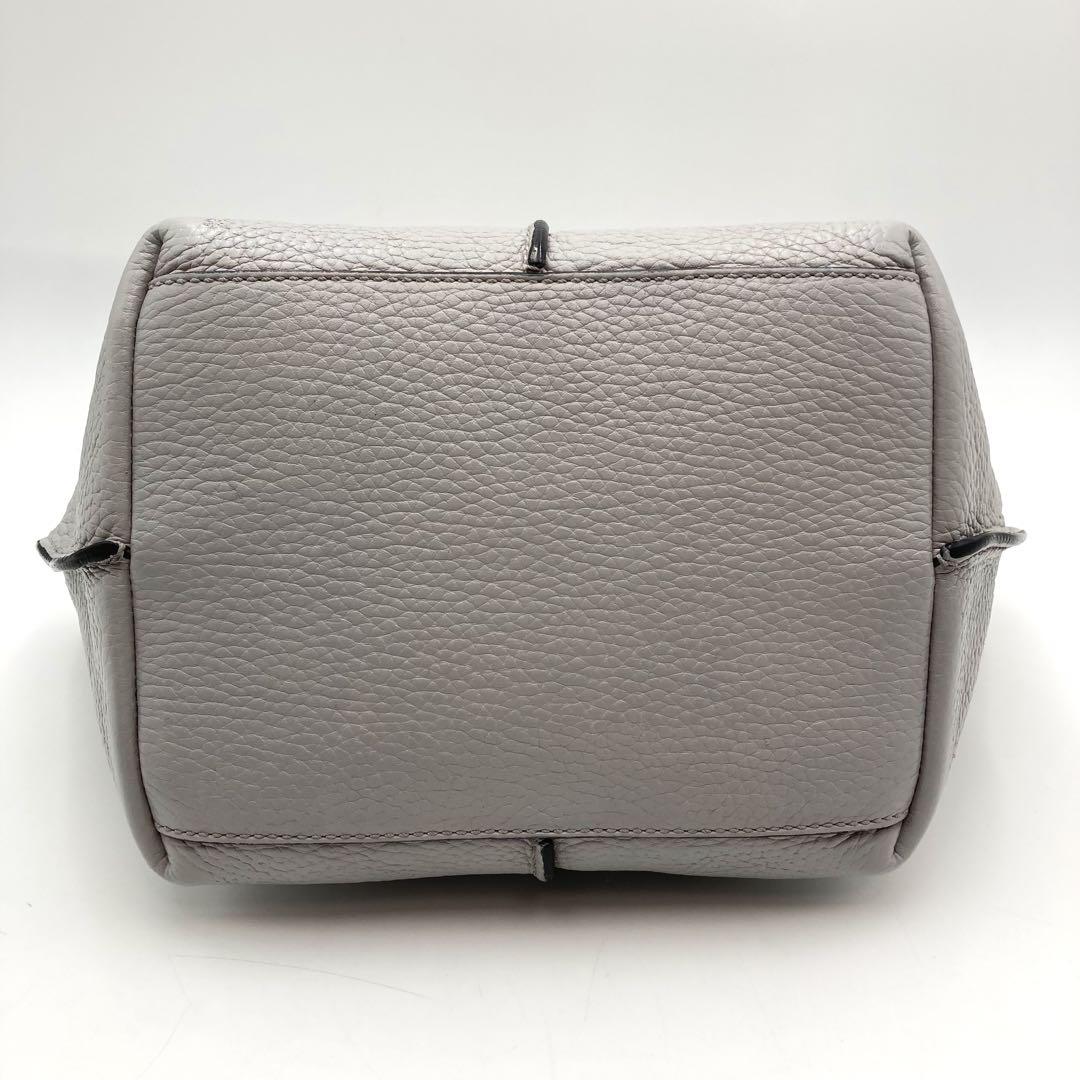 TOD'S Hand Shoulder Bag Tote Purse 2way JOY Mini Leather Light Gray Authentic
