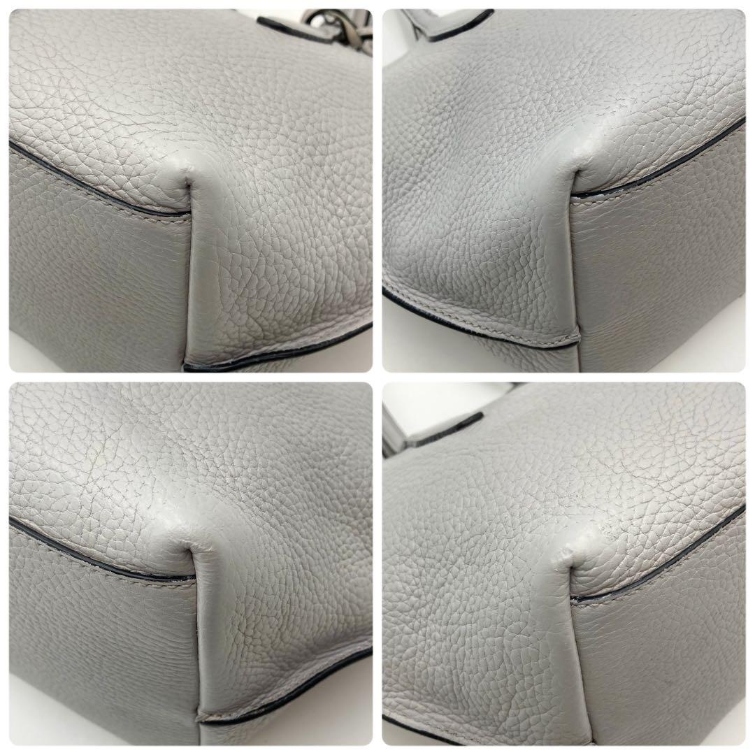 TOD'S Hand Shoulder Bag Tote Purse 2way JOY Mini Leather Light Gray Authentic