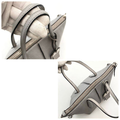 TOD'S Hand Shoulder Bag Tote Purse 2way JOY Mini Leather Light Gray Authentic