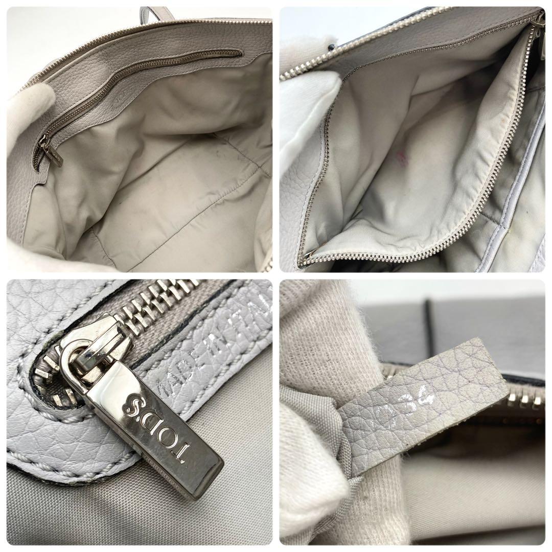 TOD'S Hand Shoulder Bag Tote Purse 2way JOY Mini Leather Light Gray Authentic